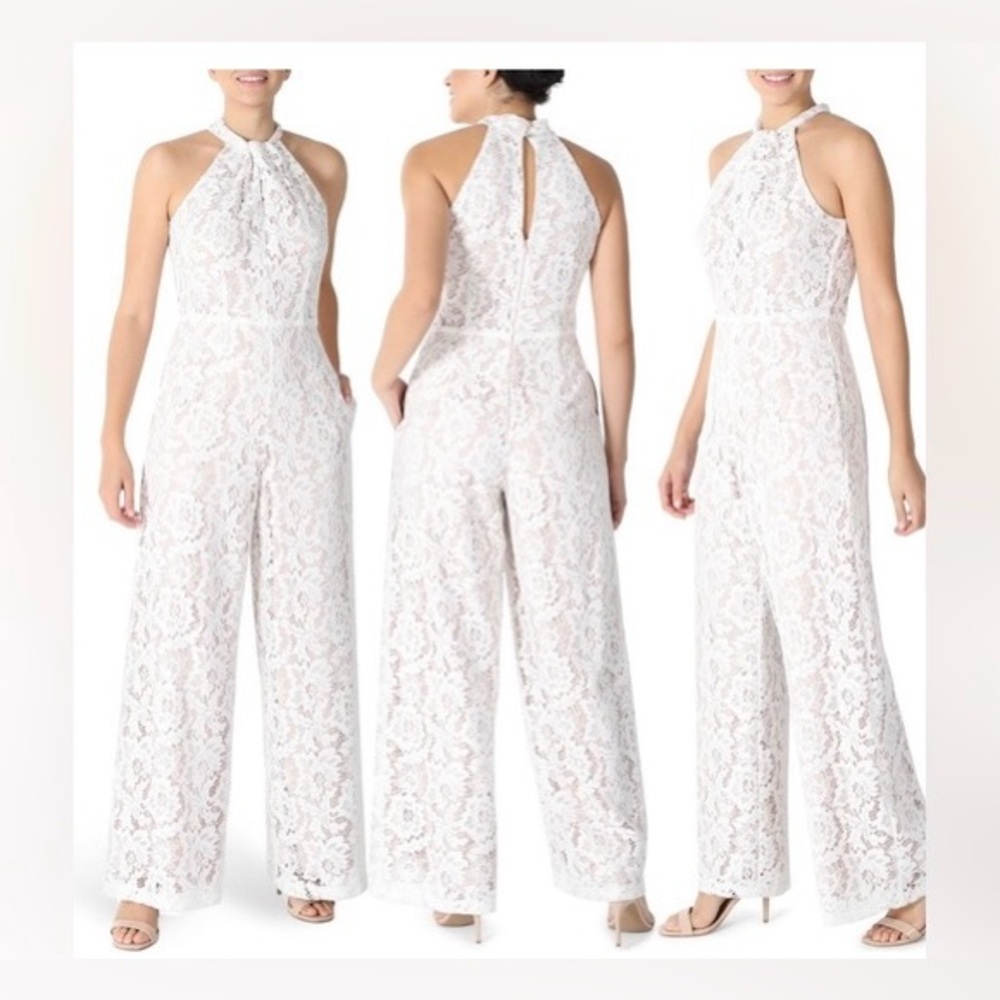 NWT Julia Jordan Ivory Lace Sleeveless Jumpsuit